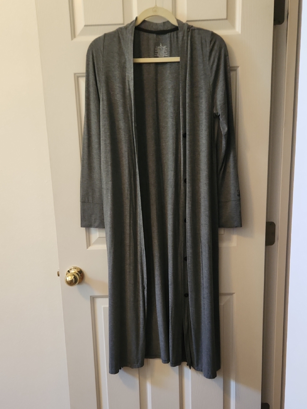 Cuddl Duds Long Open Front Women's Duster Cardigan With Side Pockets  Gray